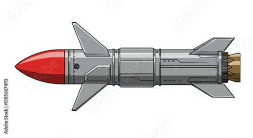 An Illustration of a Sleek, Metallic Missile Against a White Background