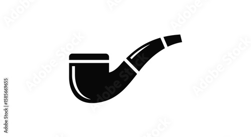 Minimalist illustration of a classic pipe icon in black and white design