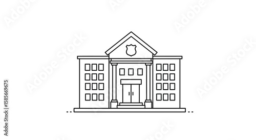 Minimalist illustration of a government building, police station or courthouse graphic