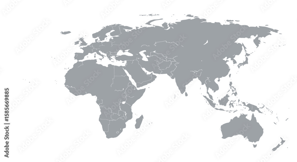 Fototapeta premium Simple Gray World Map Outline Depicting Global Geography and International Regions