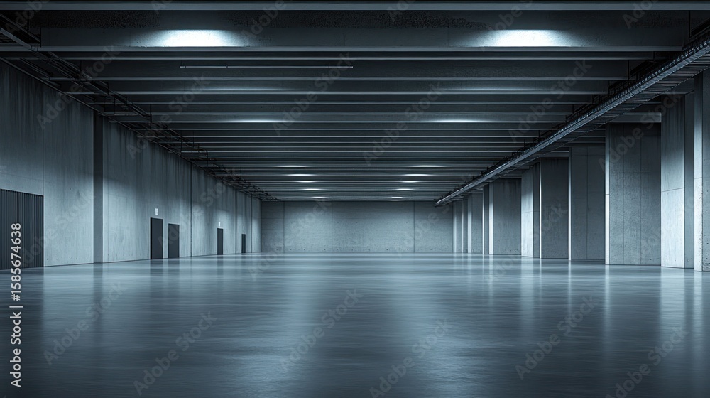 Fototapeta premium Empty, industrial hall interior