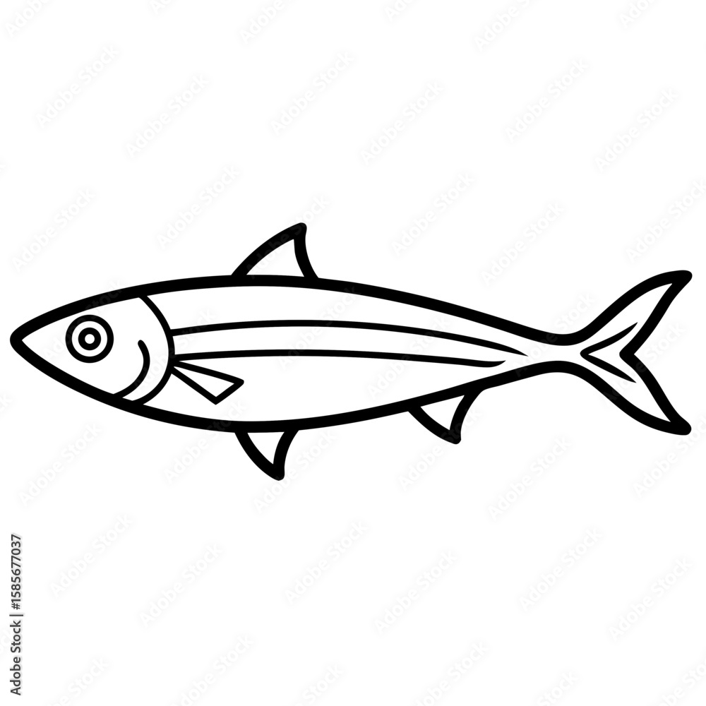 Fototapeta premium Minimal Sardine Line Art