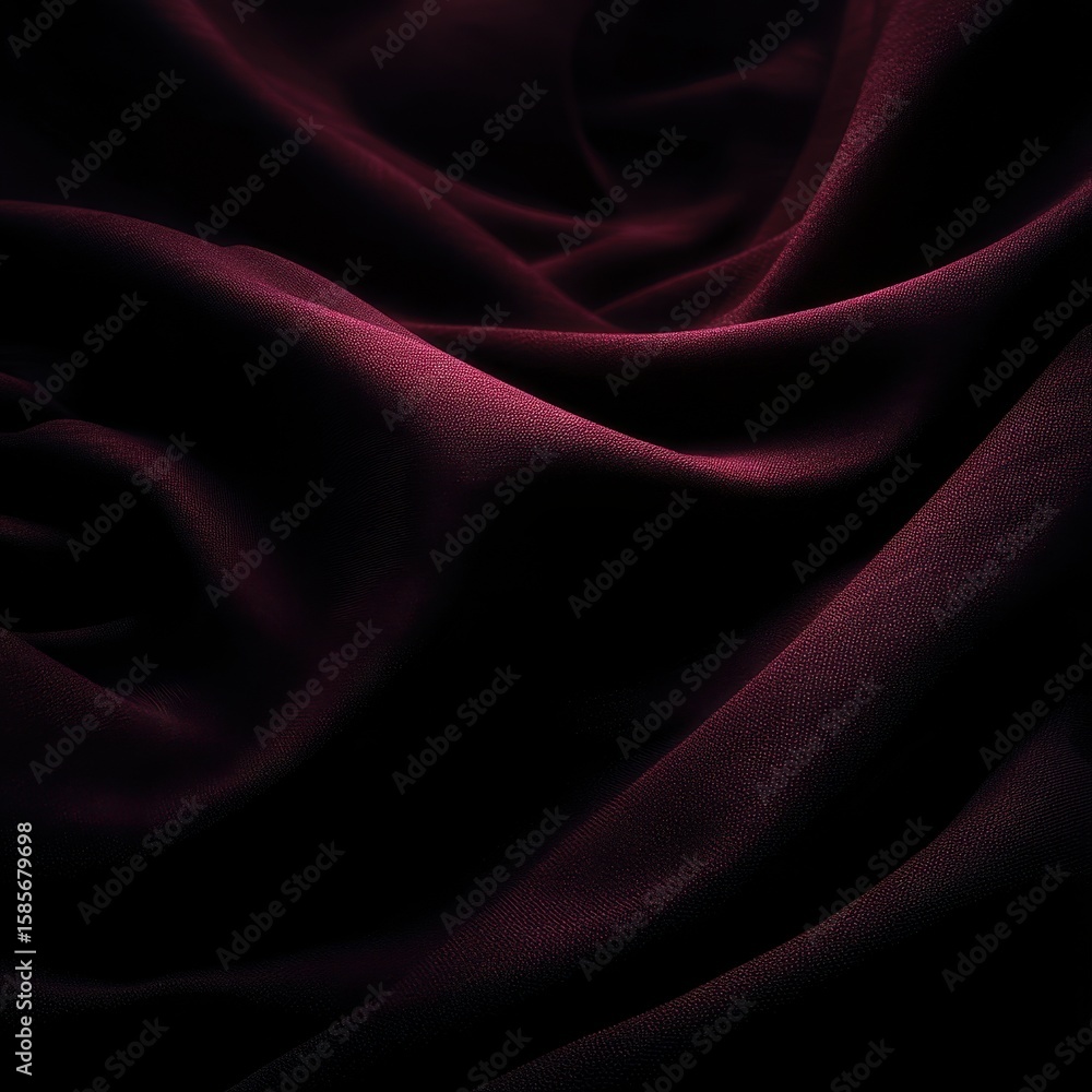 Obraz premium Deep maroon fabric drapes in dramatic folds