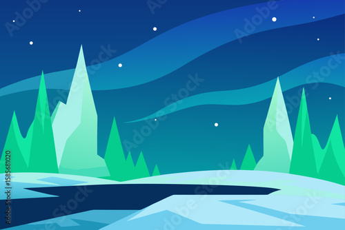 aurora borealis over icy tundra  .svg