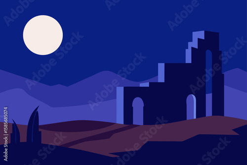 desert ruins under moonlight  .svg