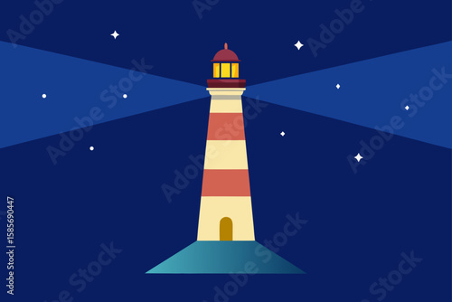 lighthouse beaming into a starry sea  .svg