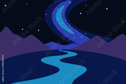 milky way over a winding river  .svg