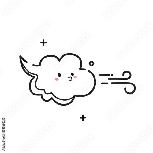 Cute wind blowing cloud cartoon vector illustration