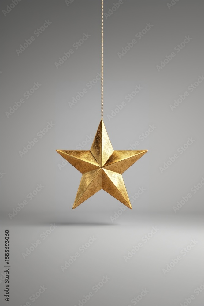 Obraz premium A bold gold hanging star metallic finish metallic finish.