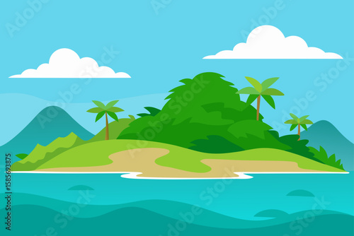 remote island landscape with lush vegetation 