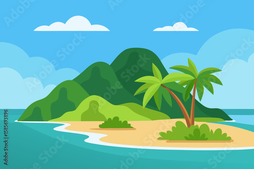 remote island landscape with lush vegetation 