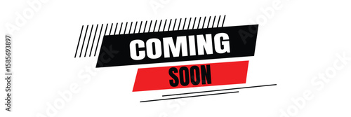 Coming Soon Banner. Coming Soon Text with Loading Bar Isolated on Black Background. Coming Soon Graphic for Web Banner, Landing Page, Social Media Ad