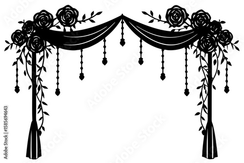 rose draped wedding arch with hanging lights  fore.svg