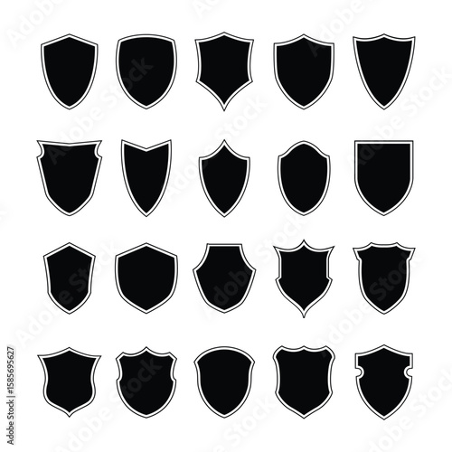 Shield shapes collection. Set of royal shields black vector templates
