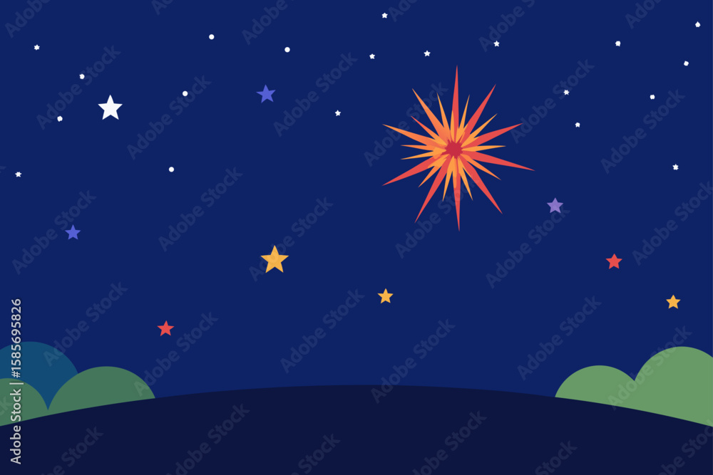 Fototapeta premium starry sky with distant fireworks