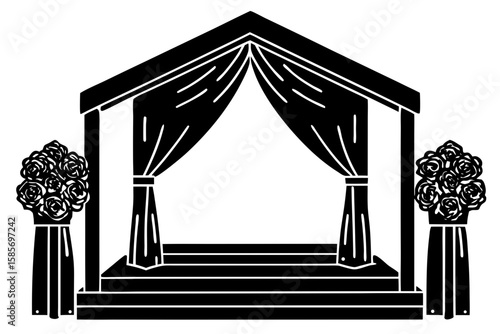 wedding ceremony square made of wood and decorated 