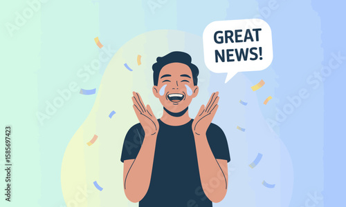 Overjoyed Man Receives Great News, Illustration