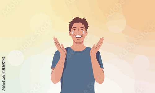 Overjoyed Man with Happy Tears