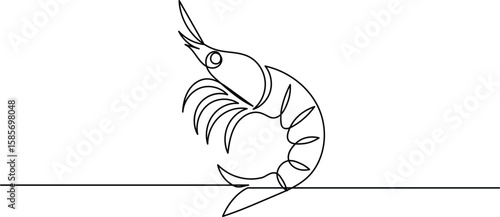 Shrimp continuous one line drawing minimalist style isolated on white background
