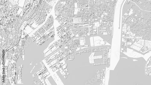 Wallpaper Mural 3D render map of Tokyo cityscape. 3D illustration of a top view of Tokyo, Japan. Torontodigital.ca