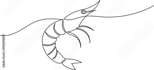 Shrimp continuous one line drawing minimalist style isolated on white background