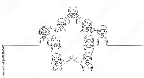 Children holding hands in unity while symbolizing peace day concept  