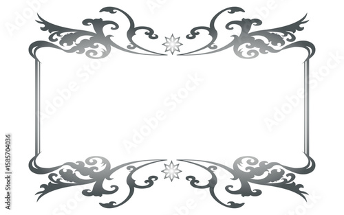 派手な形の銀色装飾枠。