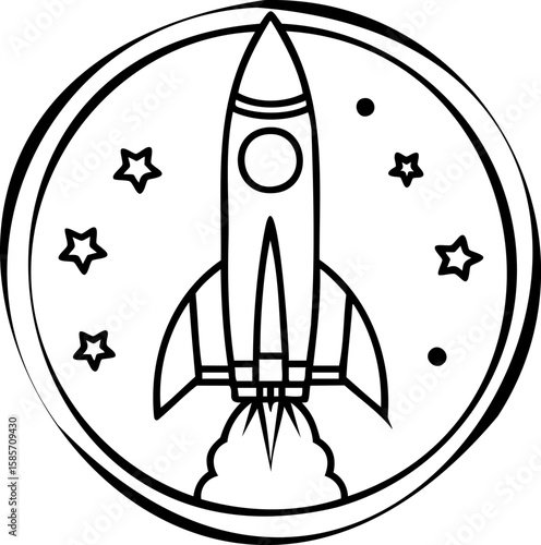 Rocket space stars launch circle flight spaceship sky exploration travel