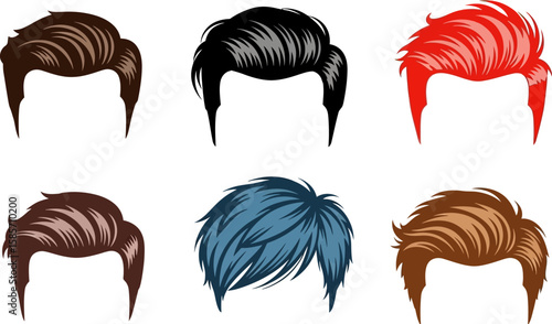 Collection of six diverse men s hairstyles in different colors and styles