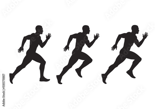 A striking silhouette sequence depicts a male runner in motion, showcasing the dynamic energy of athleticism against a clean, white background.