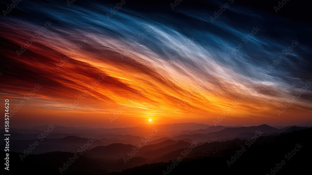 Obraz premium Stunning Sunset Over Mountain Ranges