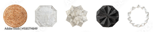 Diverse artistic presentations of geometric organic patterns on a transparent background Generative AI