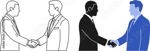 Two businessmen shaking hands representing agreement partnership deal and collaboration