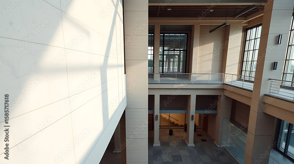 Fototapeta premium Precise architectural color photograph of Lifestyle, from a high angle, displaying gentle soft light, diffused shadows, sharp lines, detailed structures, and a wide angle perspective