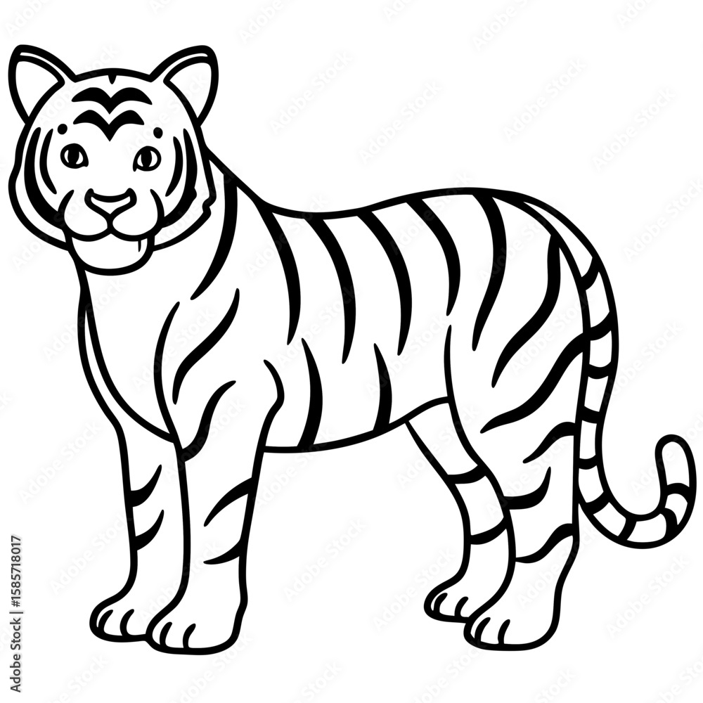 Obraz premium Minimalist Full Body White Tiger Vector Illustration