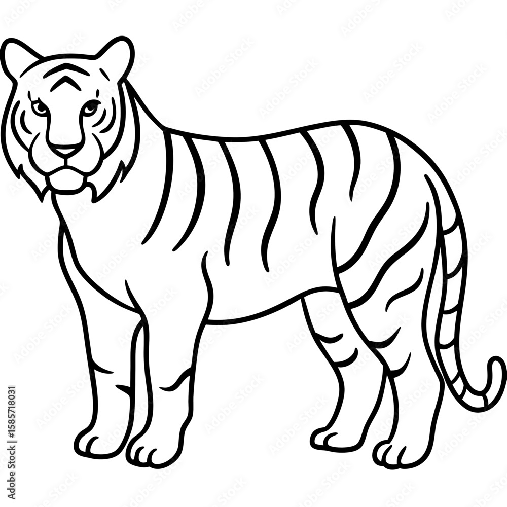Obraz premium Minimalist Full Body White Tiger Vector Illustration