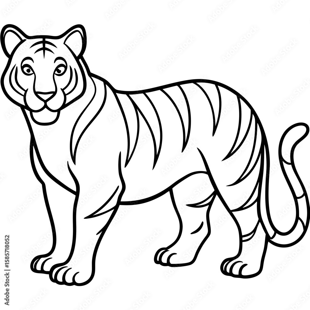 Fototapeta premium Minimalist Full Body White Tiger Vector Illustration