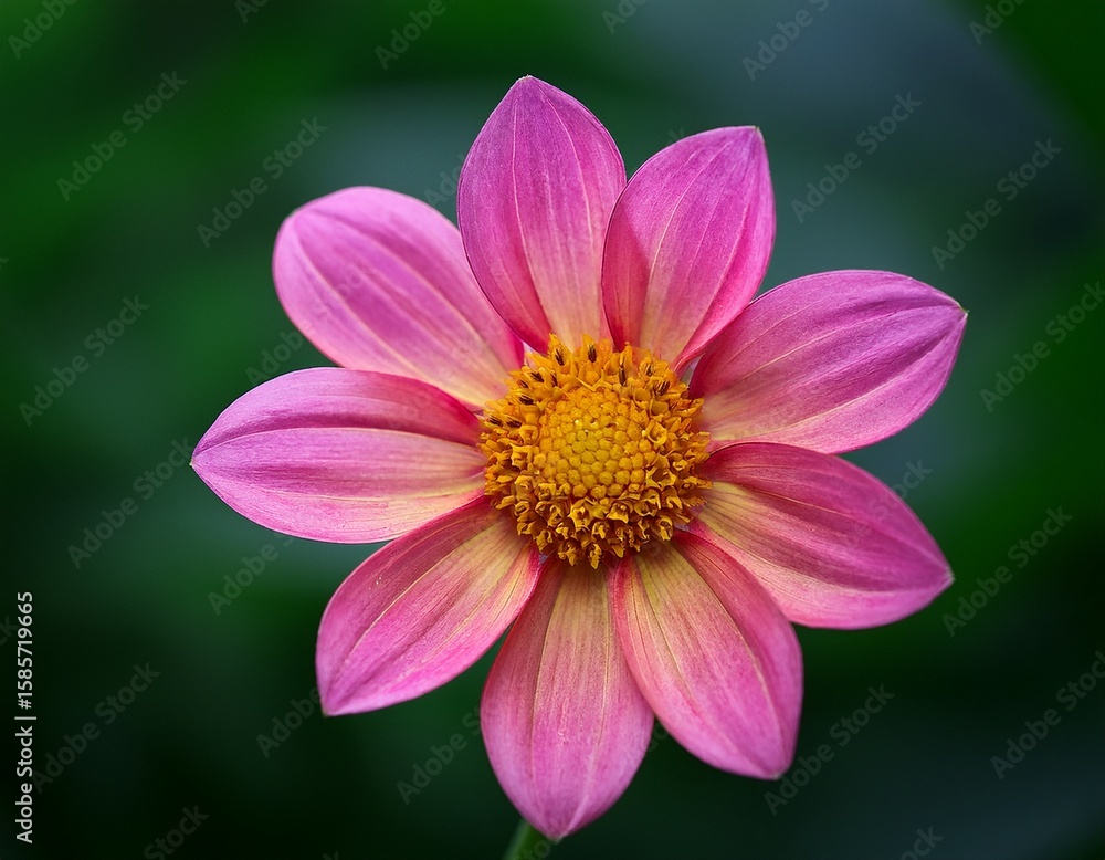 vibrant pink flower with yellow accents against dark green background vibrant pink flower with yellow accents against dark green background