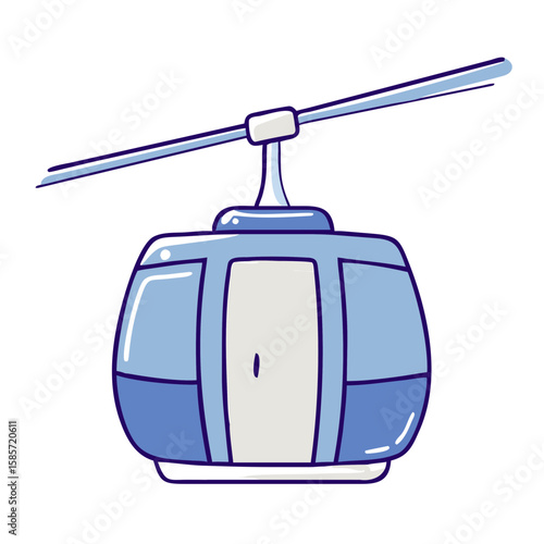 Cable car gondola in blue color illustration of transport icon  