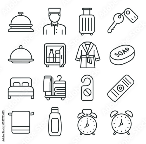 Stress relief icon collection. simple linear relaxation. bath, tea, quiet zone, music, yoga vector icons.