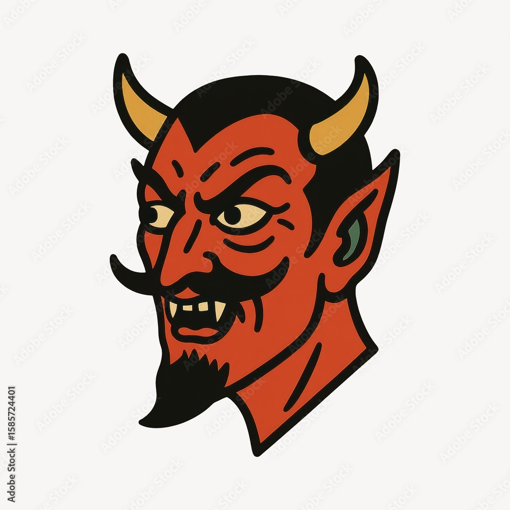 Obraz premium Vintage devil head illustration.
