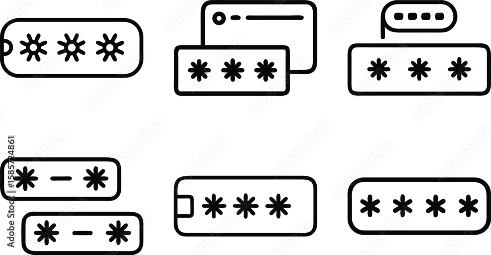 Obraz premium Secure password entry icons representing online security and data protection measures