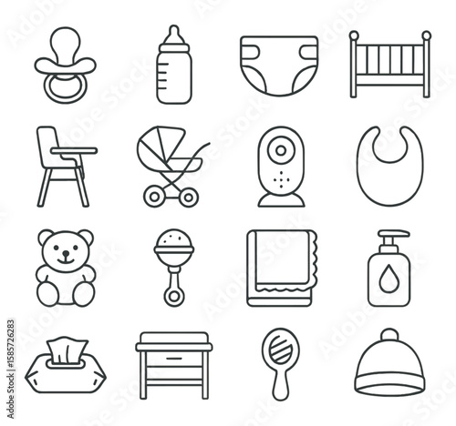 Body care icon collection. personal hygiene linear style. lotion, cream, soap, razor, brush vector icons.