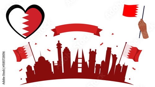 Bahrain flag banner and emblem