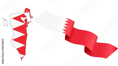 Bahrain flag banner and emblem