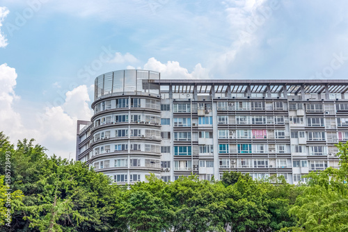 The high-rise building beside the Confucian Temple Square in Deyang City, Sichuan Province