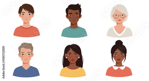 A diverse set of modern avatars for customer persona profiles.