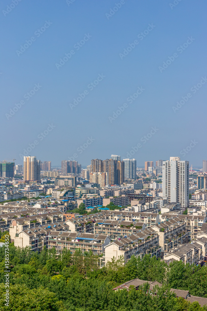 Obraz premium The urban architectural complex landscape of Deyang City, Sichuan Province, China