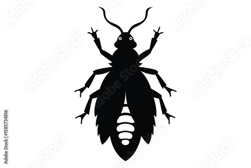 Silhouette illustration of a bagworm insect on a clean white background