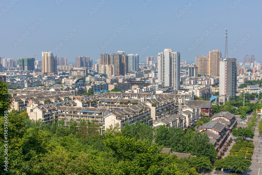 Obraz premium The urban architectural complex landscape of Deyang City, Sichuan Province, China